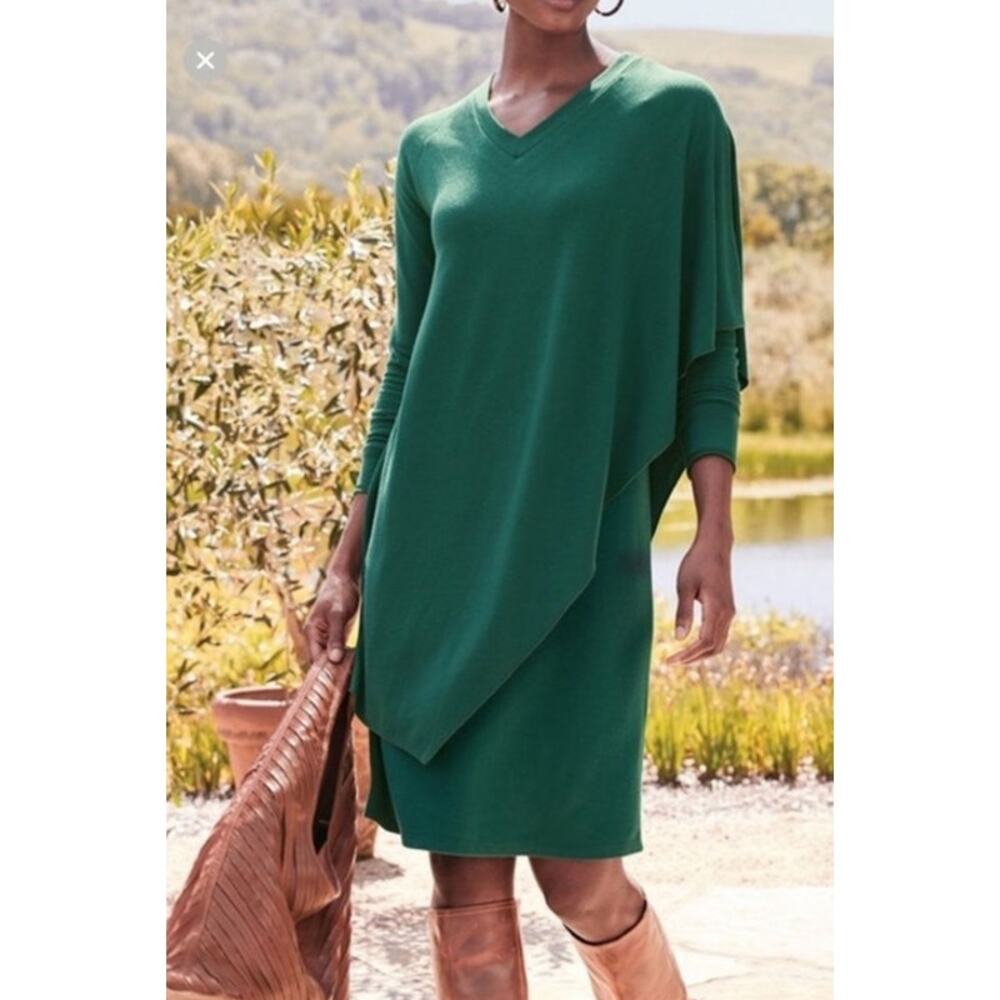 Soft Surroundings Marla Jersey Knit Overlay Dress in Jewel Green Women's M NWT